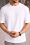 Men's Robert Waffle Fabric Crew Neck Short Sleeve White T-Shirt - 2
