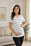Maternity Striped Cotton Stretch Fabric T-Shirt