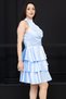 Satin Floor Length Mini Dress - Baby Blue - 3