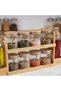 Glass Spice Jar Organizer Set with 8 Jars, 2-Tier Wooden Rack, Spice Rack with 2 Oil Bottles, Condiment Storage, Funnel & Labels for Kitchen Counter, Pantry, Herbs & Seasonings - 5