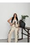 Women's Beige Embroidered Vest and Trousers Two-Piece Set - 5