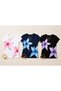 Crew Neck Printed 3-Pack White/Black/Navy Blue Women's Slim Fit Lycra Basic Crop Cotton Combed Cotton T-Shirt - 2