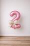 Cream Bow & Pink 2 Number Foil Balloon Set