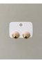 Vip Gold&Pink Stone Detailed Round Modern&Stylish Design Tarnish-Resistant Steel Earrings