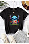 Stitch I Love You Printed Cotton Girls' Tshirt - 2