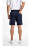 Men's Navy Blue Comfort Shorts with Ribbed Front Pockets and Zippered Back Pocket Detail - 2
