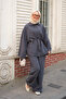 Women's Striped Zipper Suit Anthracite - 2
