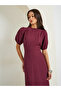 Burgundy Embellished Puff Sleeves Maxi Dress - 2