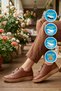 Tan Genuine Leather Comfortable Sole Women's Casual Shoes 420 Z - 2