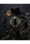 Bronze Women Ring Authentic Copper Jewelry Black Crystal Stone Flowered Shuttle Adjustable Vintage - 6