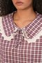 Women's Lace Collar Plaid Shirt 20387 - Burgundy - 5