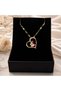Butterfly Detailed Stoned Heart Women's Necklace - Non-Tarnishing Gold Steel Necklace