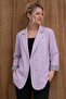 Women's Lilac Double-Breasted Collar with Folded Sleeve Detail Oversized Padded Blazer Jacket Arm-25K001015