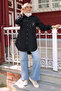Black Buttoned Modal Shirt with Stone Detail - 2