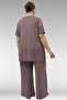 68504 Plus Size Kısakol Printed Combed Cotton Tunic - Mink - 5