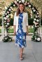 Blue Floral Patterned Satin Lined Midi Dress - 2