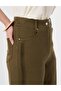Non Denim Trousers with Stitching Detail Dark Khaki - 6