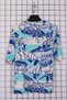 Women's Plus Size Lycra Crew Neck Floral Striped Short Sleeve Mom T-Shirt Combed Cotton Blouse - 3