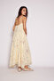 Flower-Patterned Lace Dress with Detailing in Yellow - 4