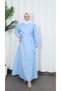 Side Buckle Terikoton Dress Baby Blue Hnt0329 - 3