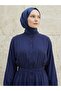 Batwing Sleeve Elastic Waist Dress-Navy Blue - 2