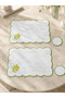 Mimoza Embroidered American Service Set 44X30 & Coaster Set 11X11 – White Cotton Textured 4-Piece Presentation Set - 5