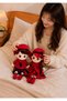 Set of 2 Cute 45CM Plush Dolls Couple with Pink Outfits, Soft Stuffed Toys for Wedding Bedroom Decor & Valentine's Day Gifts - 2