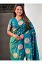 Teal & Gold Moonga Silk Saree with Zari Motifs - KTZ0000 | Blue - 2