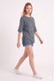 Navy Blue White Striped Oversize Double Sleeve Long T-Shirt with Side Slits |   Cotton Basic Crew Neck Single Jersey Fabric Casual Comfortable T-Shirt |   Standard Size All Season - 3