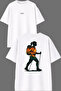 Hiking Design Front and Back Printed White Oversize T-Shirt
