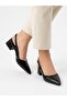 Women's Black Thick Heel Comfortable Fit Heeled Ballerina Shoes - 2