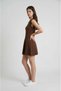 Women's Brown Sleeveless Crew Neck Bell Bottomed Summer Bohemian Short Mini Knitwear Dress - 4