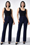 Women's High Waist Lycra Palazzo Pants Navy Blue Double Set