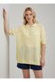 Women's Polo Collar Mesh Detailed Oversize Knitwear Blouse - 2
