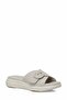Women's Beige Daily Slippers with Buckle and Cross Straps, Thick Comfortable Sole - 4