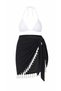 Pareo Black and White Tasseled Beach Wear - 2