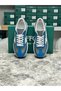 Genuine Leather Gray Blue White Combination Handmade Casual Sports Men's Shoes Prague - 7