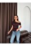 Women's Bitter Brown One-Shoulder Lace Detailed Blouse Elt7219 - 2
