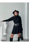 Women's Premium High-Neck Sweater and Pleated Mini Skirt Knitwear Set - 3