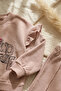 Girl's Kind Nature Printed Salmon Tracksuit Set with Ruffle Detail - Cotton Comfortable Cut Two-Thread Set - 6
