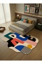 Sdt Pop-Art Modern Abstract Geometric Patterned Multi-Color Asymmetric Woven Base Decorative Carpet Sdt1505 - 3