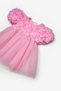 Pink Rose Textured Tulle Skirt Short Sleeve Girls' Dress - Dara - 4