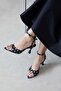 Boris Women's Heeled Satin Sandals Black Polka Dot - 2
