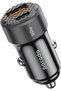 Dual Port Car Charger 50W, 20W PD, 30W QC, Multi Protection, Carbon Fiber Print, Lightweight - Black