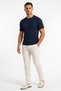 Navy Blue Knitwear Men's T-Shirt Ribbed Crew Neck Short Sleeve - 8