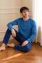 Men's Long Sleeve 100% Cotton Pajama Set Blue - 4