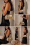 Çantamoiss Chain Strap Textured Hand and Shoulder Bag Gold - 3