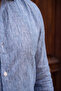 Helsinki blue linen-look regular fit comfort shirt - 4