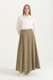 Pile Detailed Elastic Waist Skirt - Khaki
