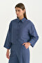 Linen Crop Shirt - Indigo - 2